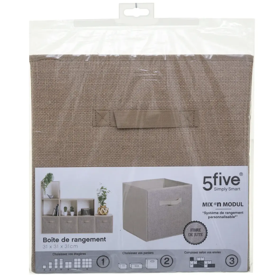BOITE RANGEMENT 31X31CMCM TOILE DE JUTE