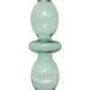 BOUGEOIR VERRE BULLES VERT H.19.5CM