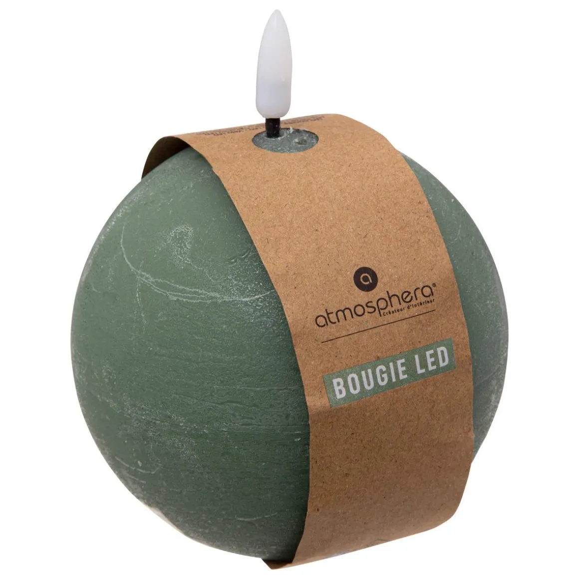 BOUGIE BOULE LED MOLIA VERT D.10CM