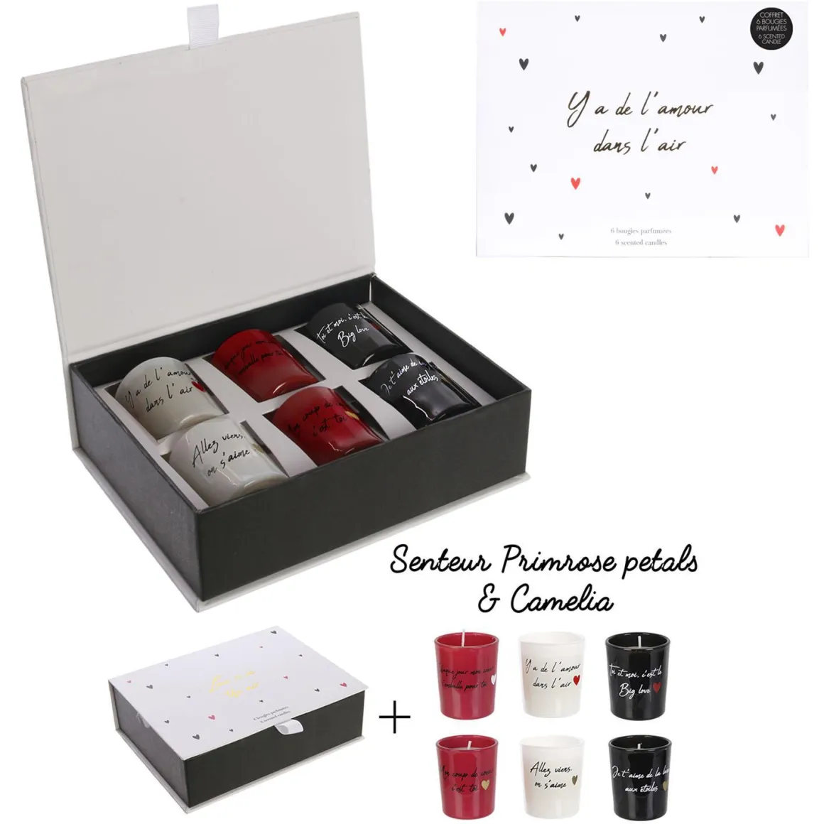 BOUGIE MOTS AMOUR X6 PIECES COFFRET