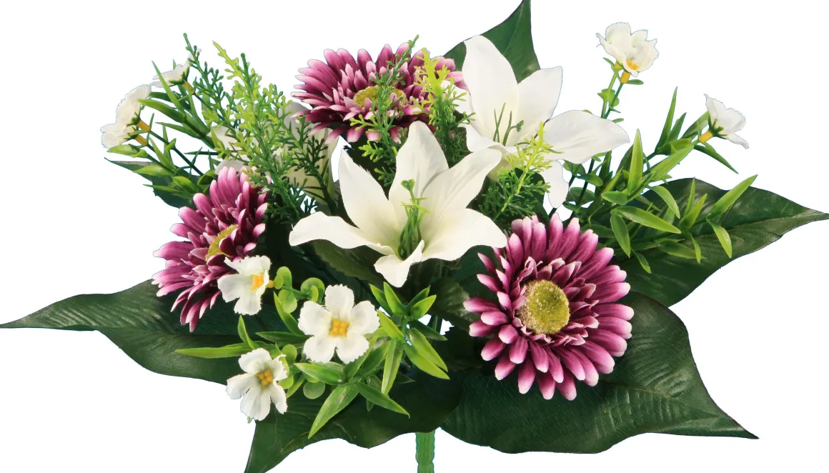 BOUQUET GERBERAS LYS H.28CM
