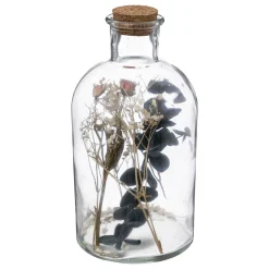 BOUTEILLE VERRE FLEURS SECHEES