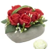 8 BOUTONS ROSES COEUR CIMENT H.12CM ROUGE ET BLANC