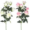 BRANCHE 6 ROSES H.89CM BLANC ET ROSE
