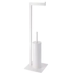 BROSSE ET DEROULEUR PAPIER WC METAL BLANC
