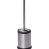 BROSSE WC ACIER INOXYDABLE COUVERCLE RABATTABLE CHROME