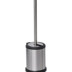 BROSSE WC ACIER INOXYDABLE COUVERCLE RABATTABLE CHROME