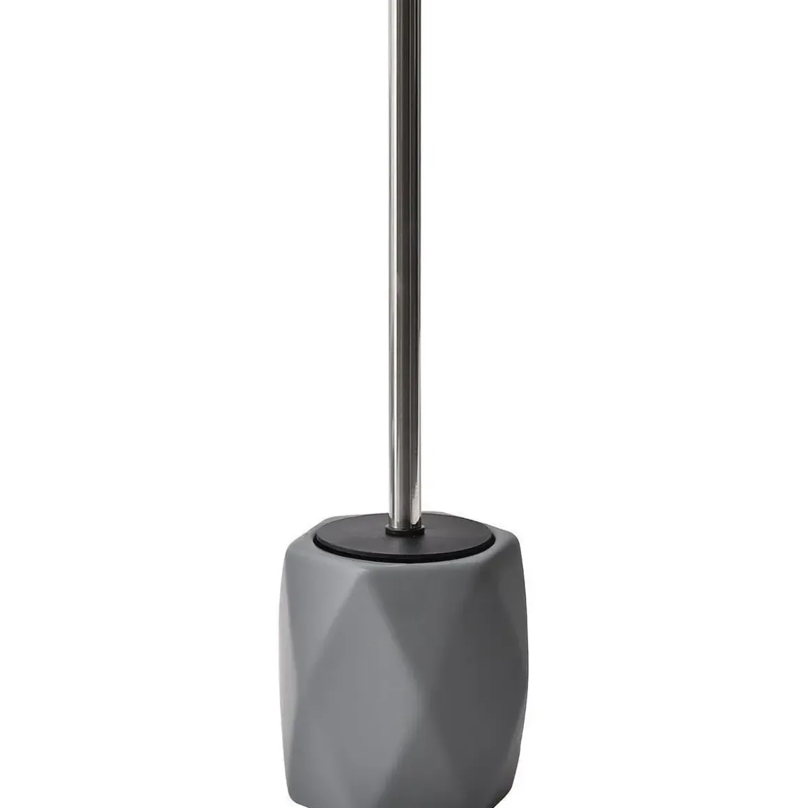 BROSSE WC GRES FORME LOSANGE TIGE ACIER INOXYDABLE GRIS FONC