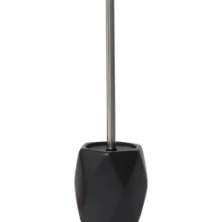 BROSSE WC GRES FORME LOSANGE TIGE ACIER INOXYDABLE NOIR