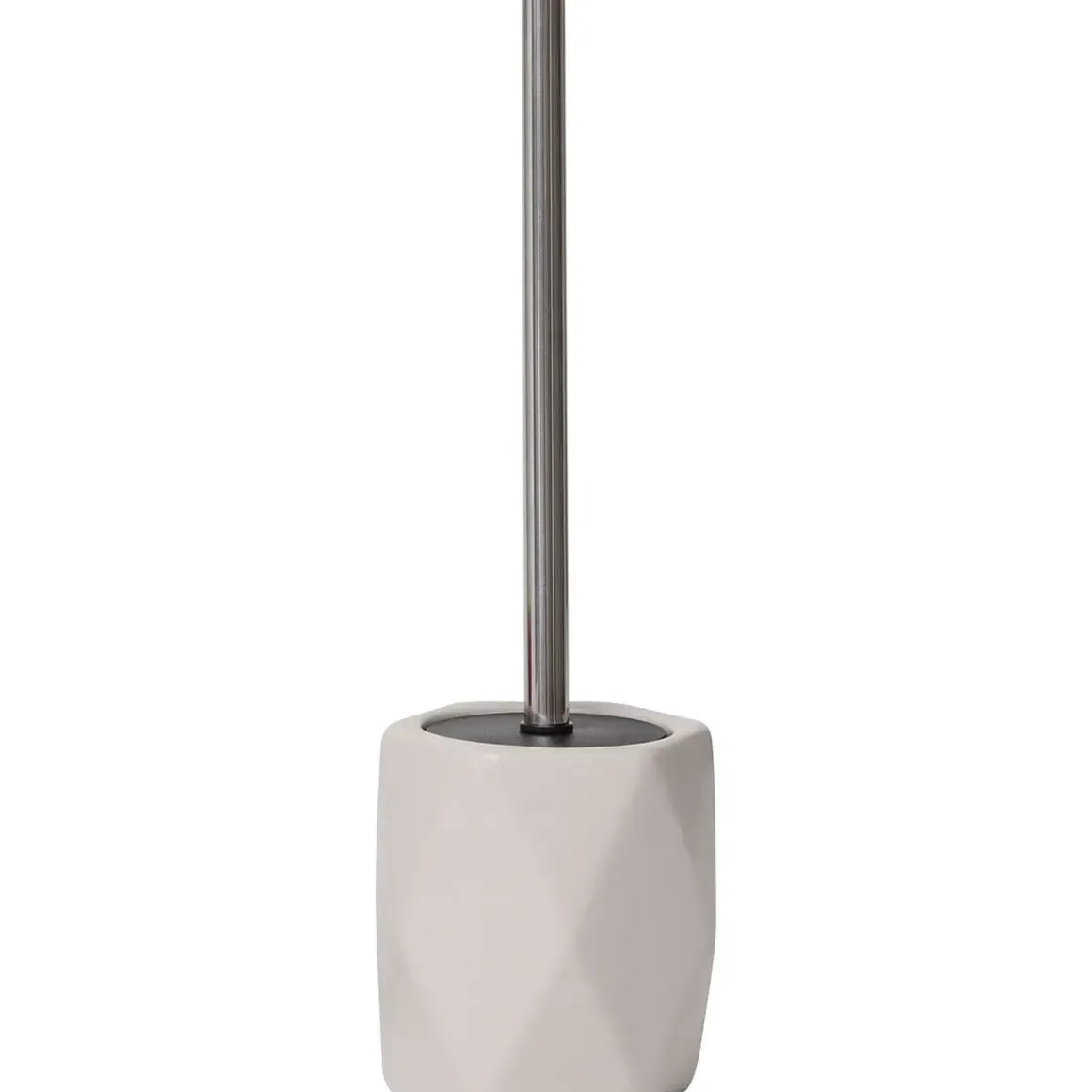 BROSSE WC GRES FORME LOSANGE TIGE ACIER INOXYDABLE TAUPE