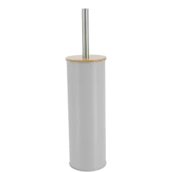 BROSSE WC METAL COUVERCLE BAMBOU GRIS CLAIR
