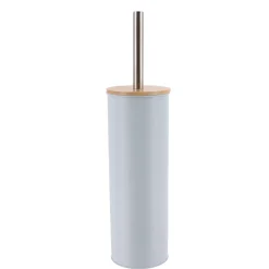 BROSSE WC METAL COUVERCLE BAMBOU BLEU CLAIR