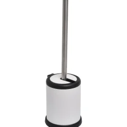 BROSSE WC METAL COUVERCLE RABATTABLE BLANC MAT