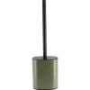 BROSSE WC PLATE SILICONE ET SUPPORT METAL KAKI NOIR
