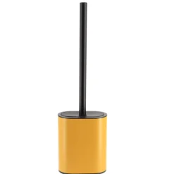 BROSSE WC PLATE SILICONE ET SUPPORT METAL OCRE NOIR