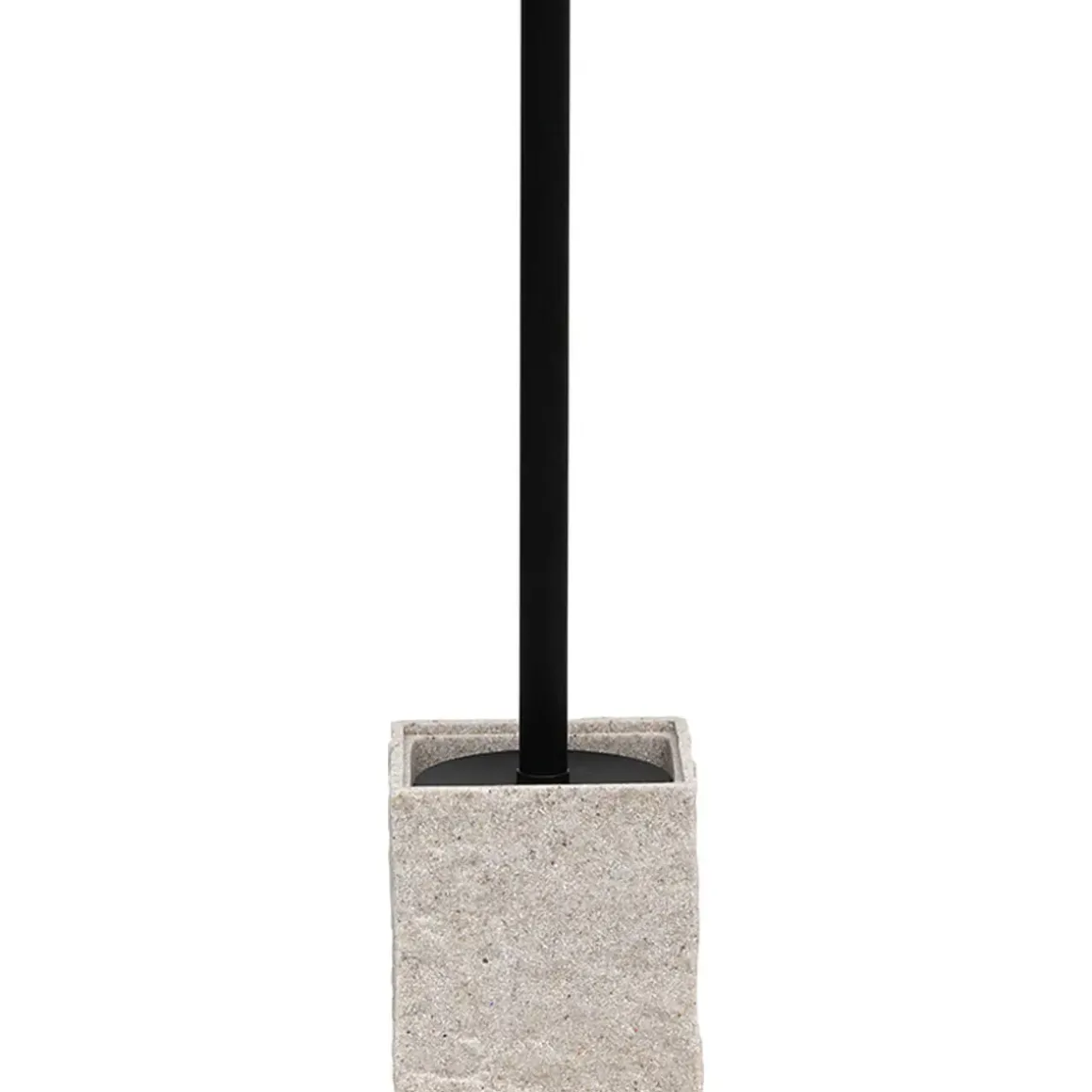 BROSSE WC POLYRESINE CARREE TIGE NOIRE MAT NATUREL