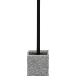 BROSSE WC POLYRESINE CARREE TIGE NOIRE MAT GRIS