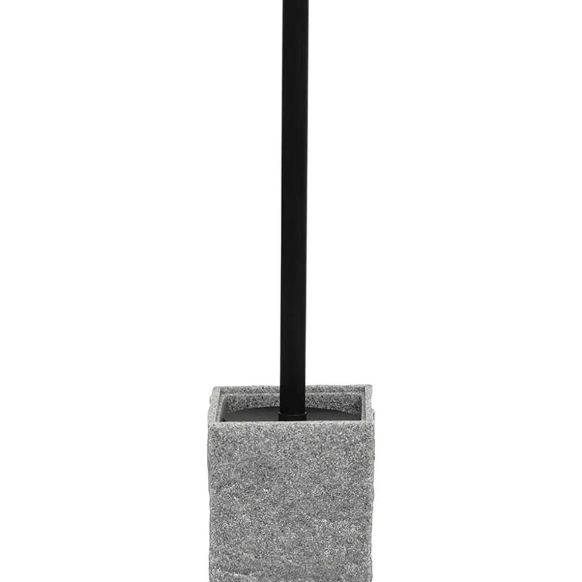 BROSSE WC POLYRESINE CARREE TIGE NOIRE MAT GRIS
