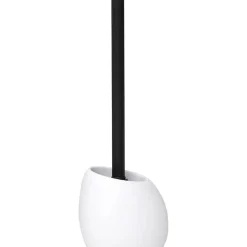 BROSSE WC POLYRESINE FORME GALET TIGE BLANC