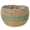 CACHE POT FIBRE VEGETAL BANDE VERTE 23X16CM