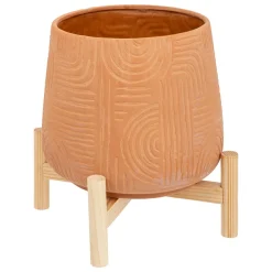CACHE POT SUR PIED TERRACOTTA MIKO D.20X25CM