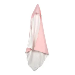CAPE DE BAIN GAZE DE COTON ET EPONGE 75X75CM ROSE