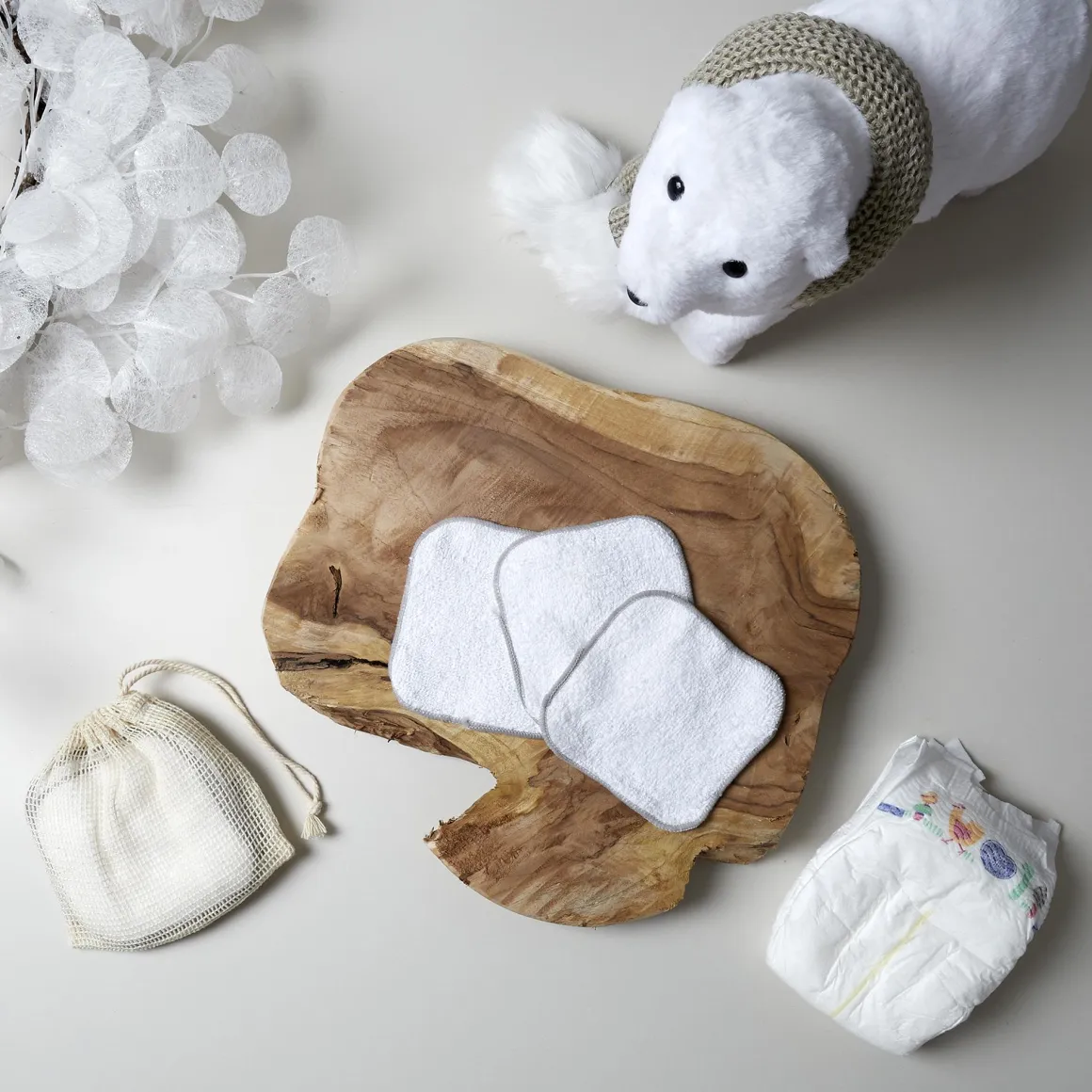 CARRE COTON BEBE X10 PIECES ET FILET DE LAVAGE