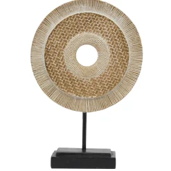 CERCLE DECORATIF DORE SOCLE NOIR H.26CM