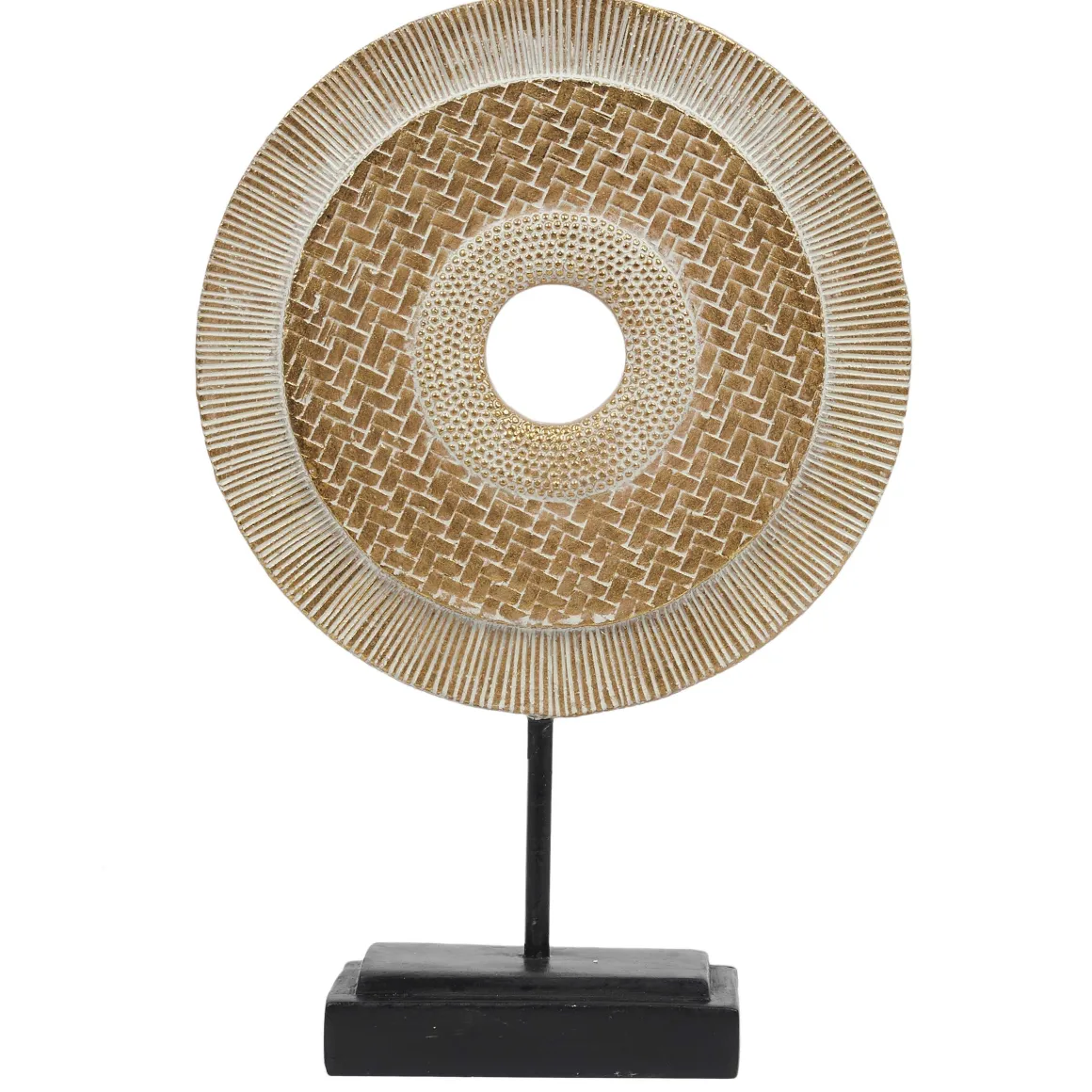 CERCLE DECORATIF DORE SOCLE NOIR H.26CM