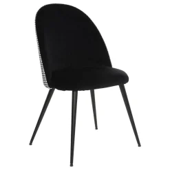 CHAISE PIED NOIR VELOURS SLANO NOIR BLANC