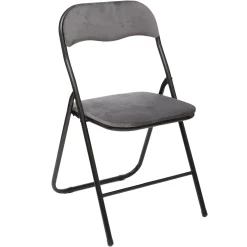 CHAISE PLIANTE VELOURS GRIS