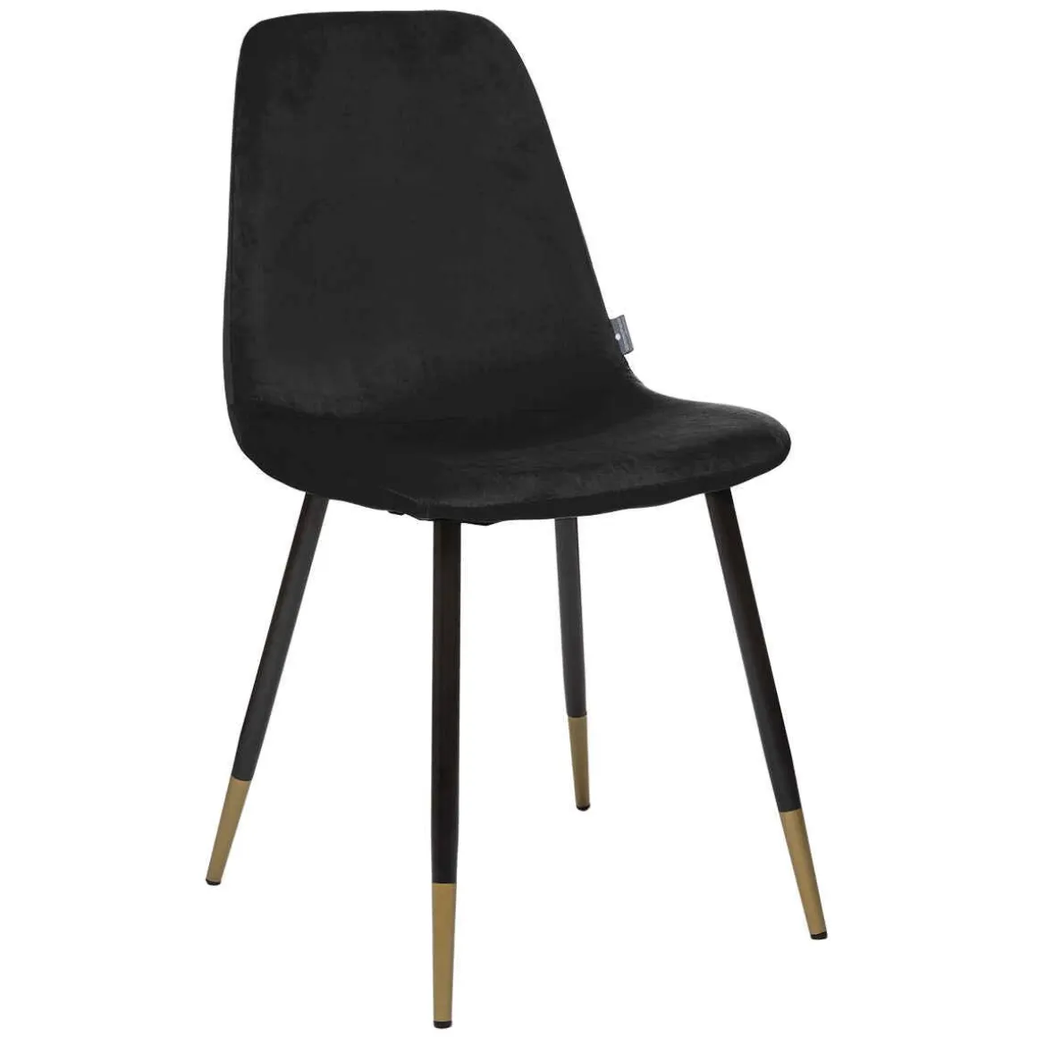 CHAISE VELOURS NOIR PIED NOIR ET GOLD TYKA