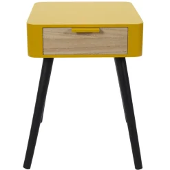 CHEVET 1 TIROIR EN BOIS JAUNE MOUTARDE