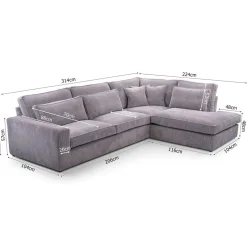 COBRA CANAPE ANGLE DROIT GRIS LINCOLN 86