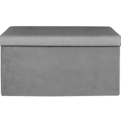 COFFRE BANC PLIABLE VELOURS COTELE GIULIA GRIS