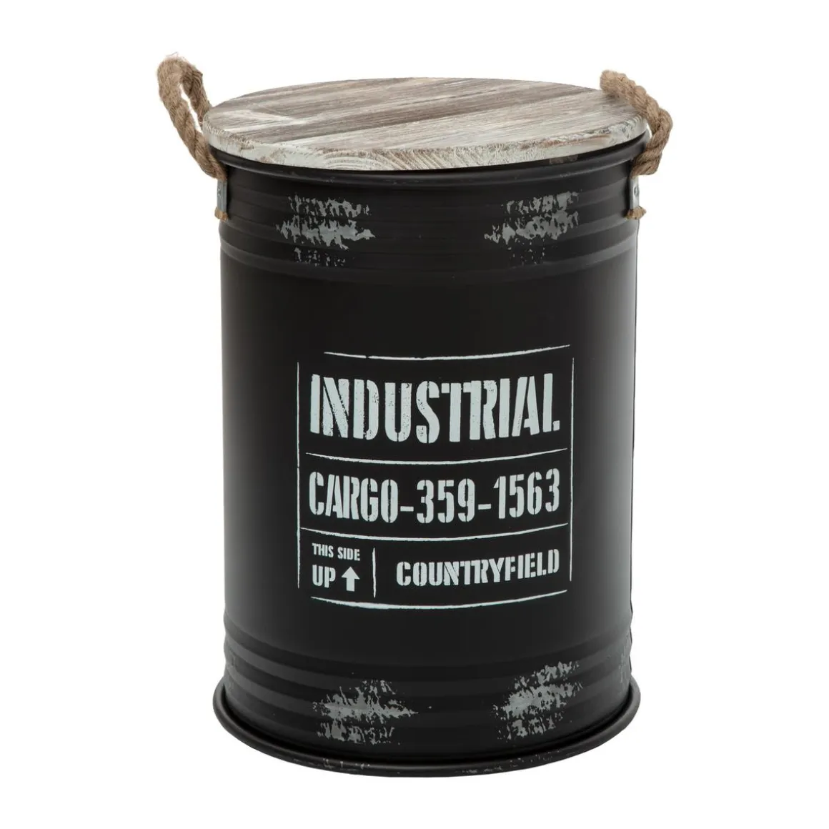 COFFRE BIDON NOIR INDUSTRIEL D.25X38CM