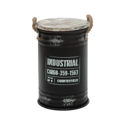 COFFRE BIDON NOIR INDUSTRIEL D.25X38CM