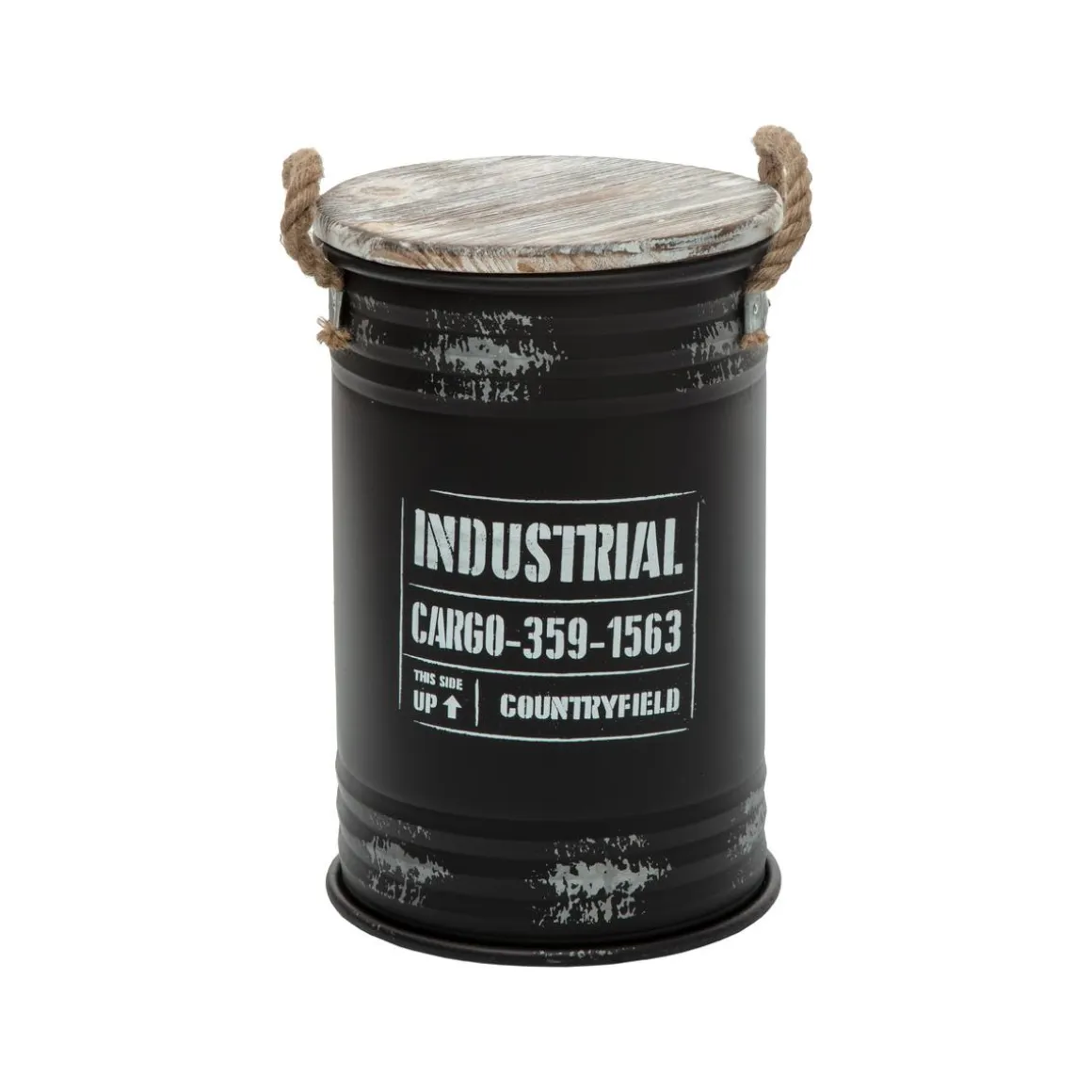 COFFRE BIDON NOIR INDUSTRIEL D.25X38CM