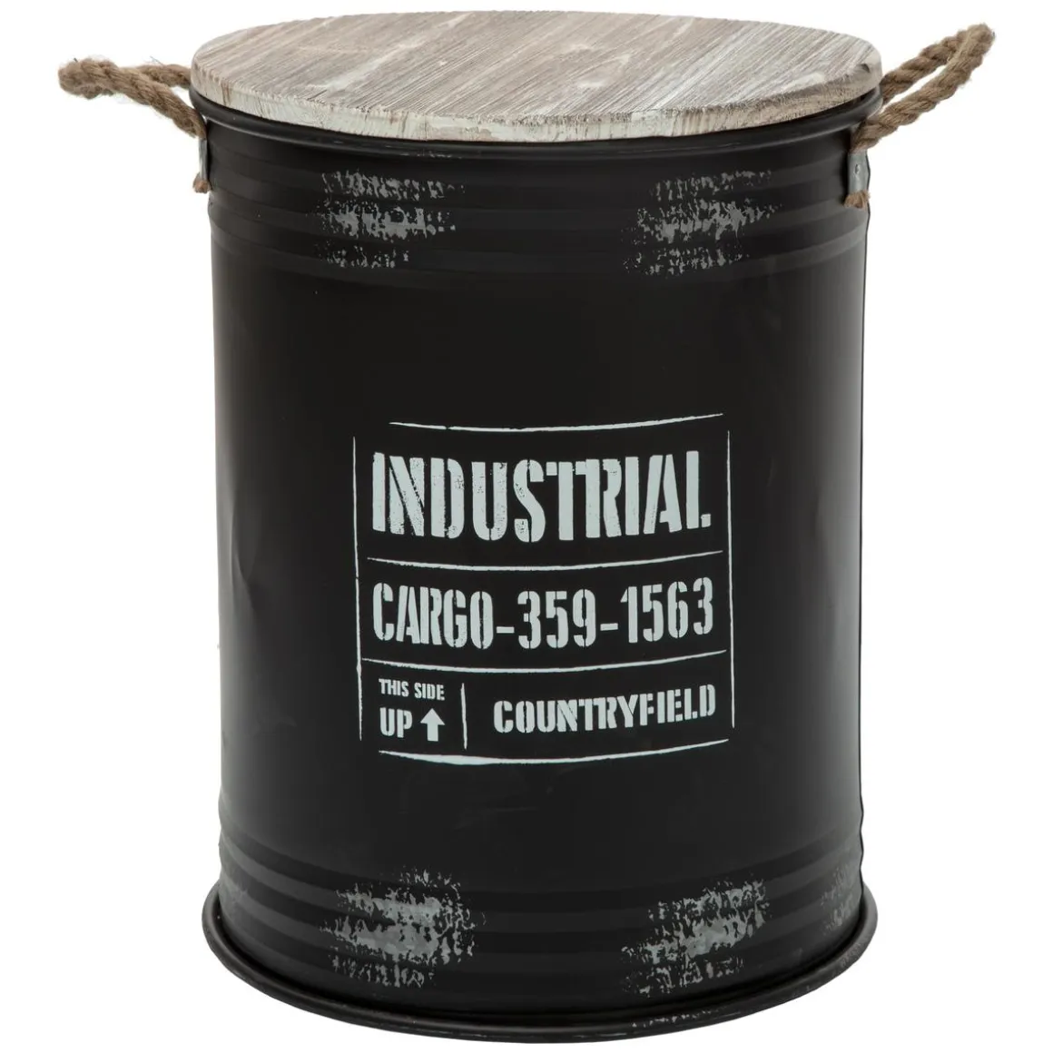 COFFRE BIDON NOIR INDUSTRIEL D.25X38CM