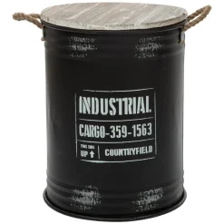COFFRE BIDON NOIR INDUSTRIEL D.36X48CM