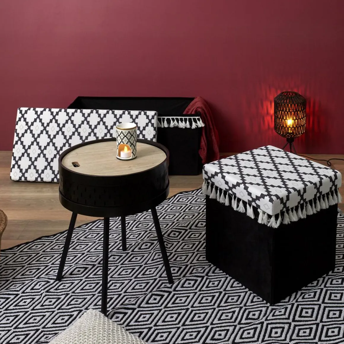 COFFRE POUF PLIABLE AVEC PAMPILLE MIRAGE
