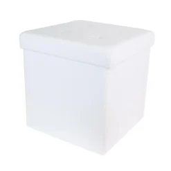 COFFRE POUF PLIABLE PU BLANC