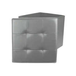 COFFRE POUF PLIABLE PU GRIS