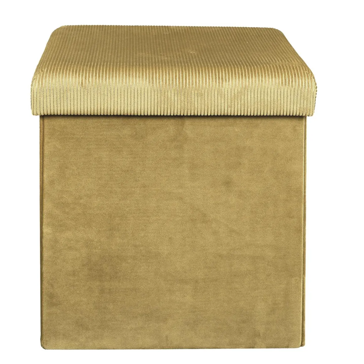 COFFRE POUF PLIABLE VELOURS COTELE GIULIA JAUNE