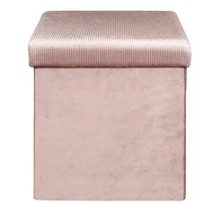 COFFRE POUF PLIABLE VELOURS COTELE GIULIA ROSE