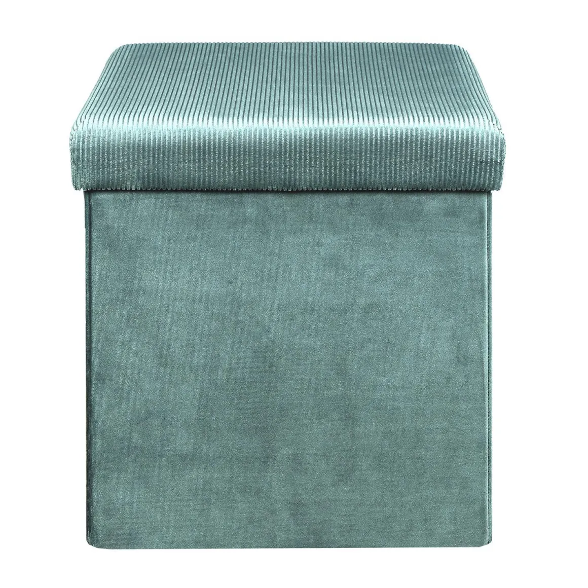 COFFRE POUF PLIABLE VELOURS COTELE GIULIA BLEU