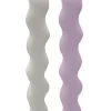 COFFRET 2 BOUGIES FORME ONDULEE VIOLET ET BLANC 3X23.5CM