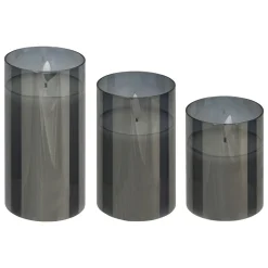 COFFRET 3 BOUGIES LED VERRE SENA NOIR