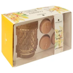 COFFRET PHOTOPHORE OUDY AVEC 4 BOUGIES JAUNE