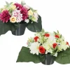 COMPOSITION DAHLIAS ET BOUTONS ROSES H.31CM 2 COULEURS